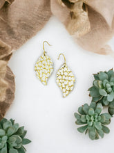 Load image into Gallery viewer, Gold Metallic on Ivory Leather Earrings - E19-1489