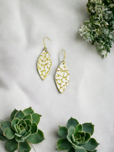 Metallic Gold on Ivory Leather Earrings - E19-1497