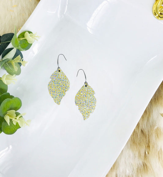 SIlver Halo Iridescent on Banana Leather Earrings - E19-1498