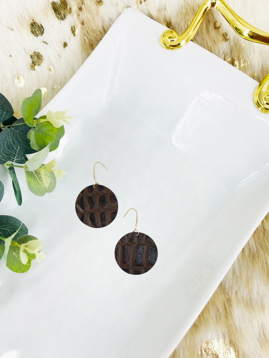 Chocolate Alligator Leather Earrings - E19-1507