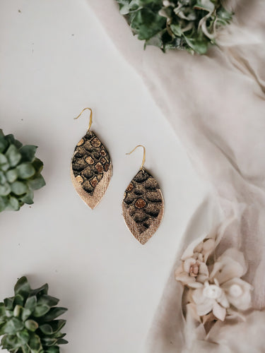 Layered Genuine Leather Earrings - E19-1514