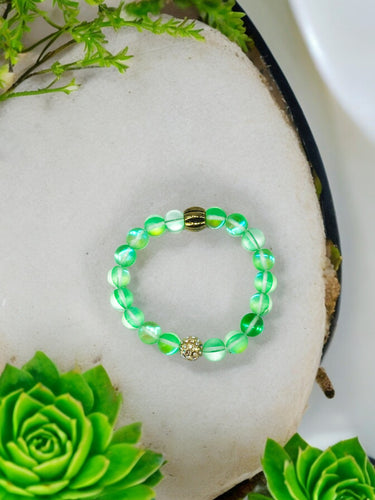 Mermaid/Aurora and Rhinestone Bead Stretchy Bracelet - B1515