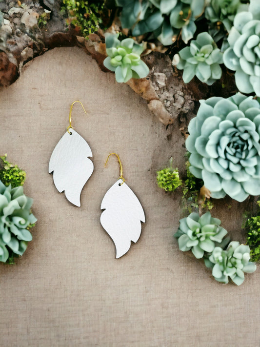 White Genuine Leather Earrings - E19-1535