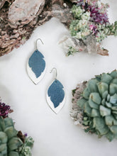 Load image into Gallery viewer, White and Iceberg Blue Leather Earrings - E19-1537