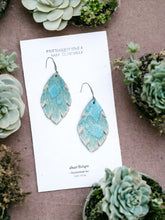 Load image into Gallery viewer, Hair On Turquoise Metallic Leather Earrings - E19-1546