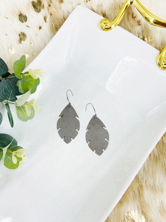 Taupe Dazzle Leather Earrings - E19-1548