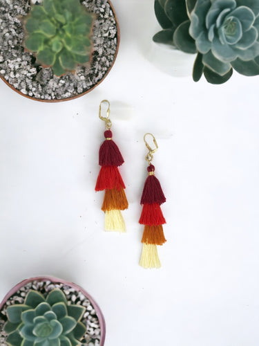 Red Ombre Tassel Earrings - E19-154