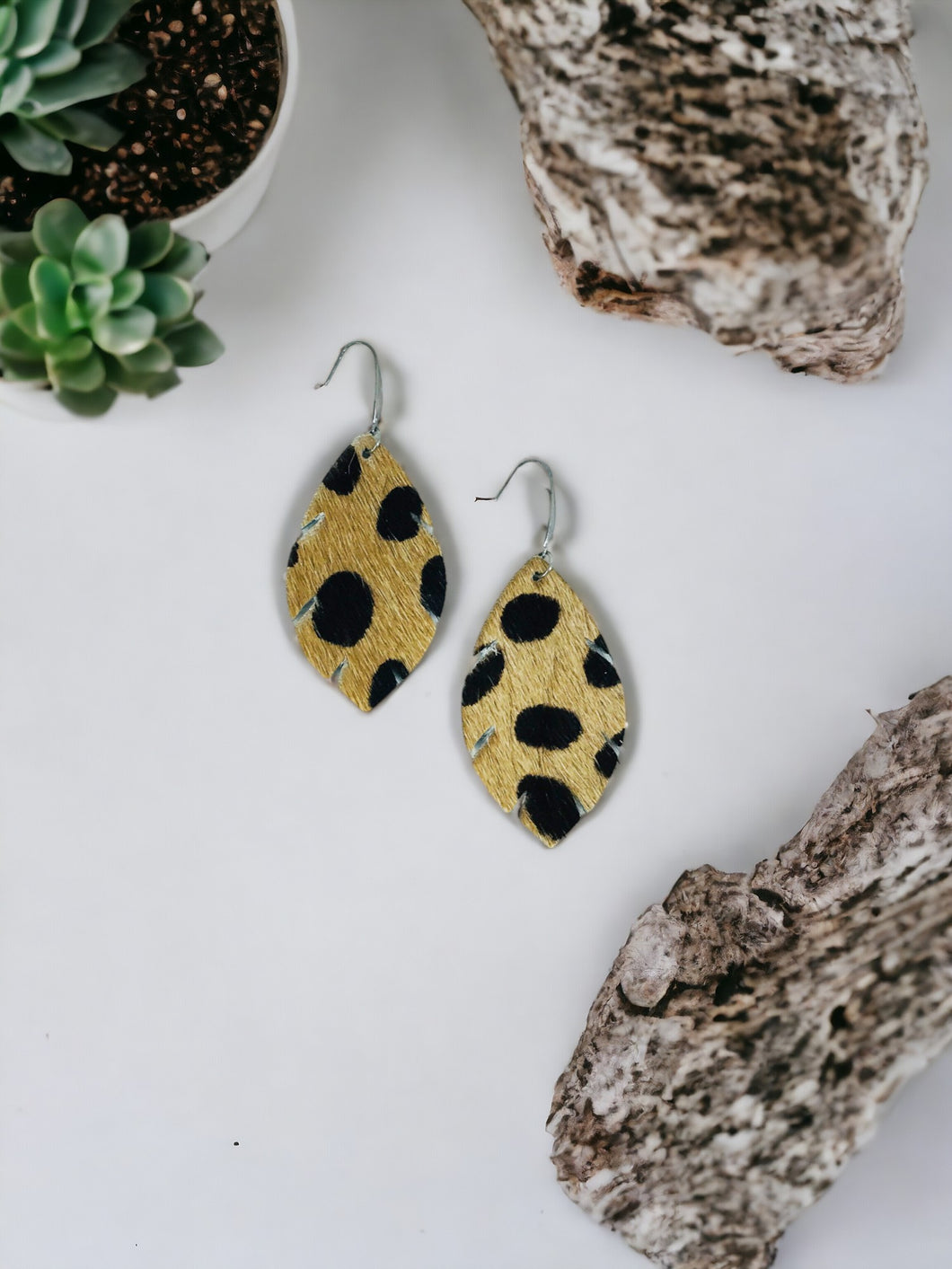 Hair On Leopard Leather Earrings - E19-1558