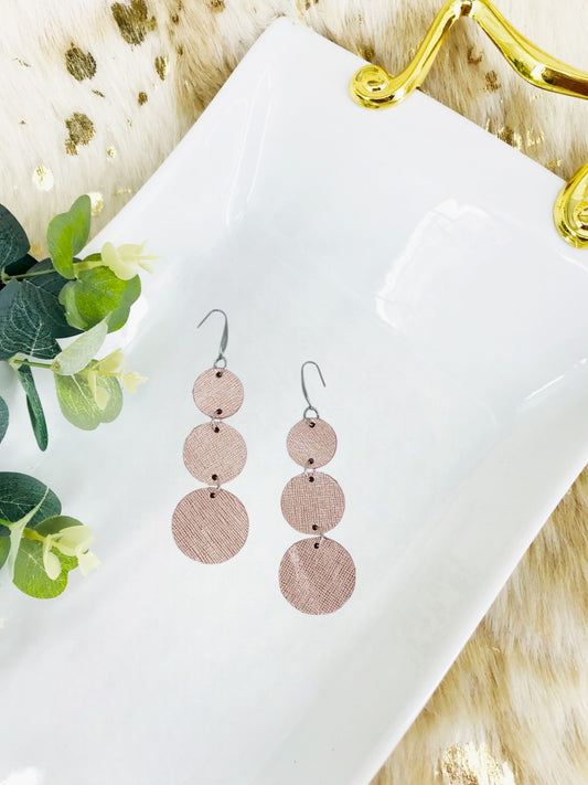 Rose Gold Weave Embossed Leather Earrings - E19-1583