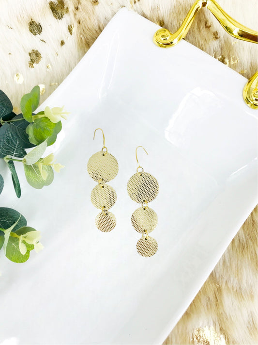 Golden Metallic Glitter Leather Earrings - E19-1588