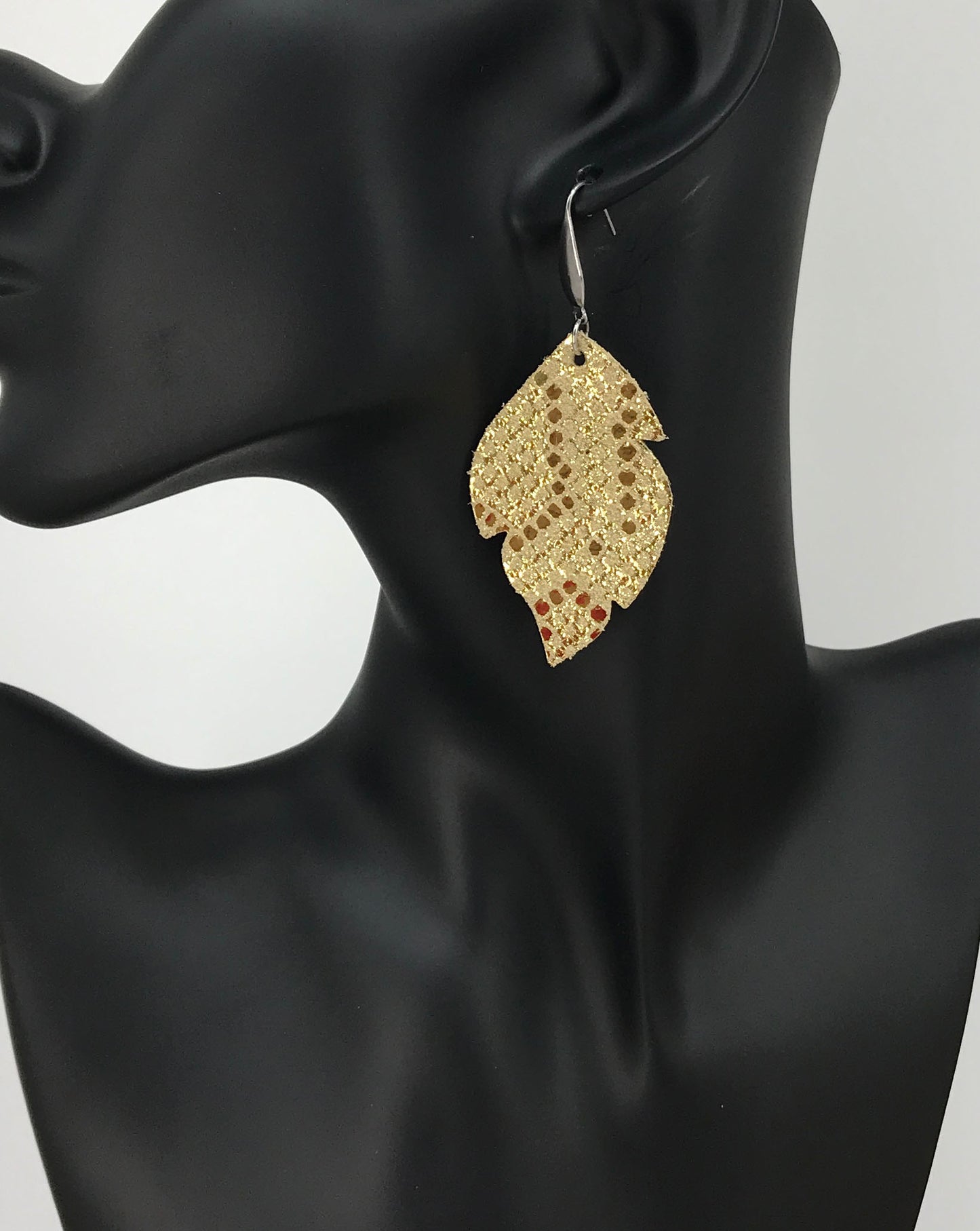 Elegant Mystic Gold on Tan Leather Earrings - E19-1600