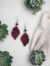 Load image into Gallery viewer, Dark Red Cranberry Leather Earrings - E19-1602