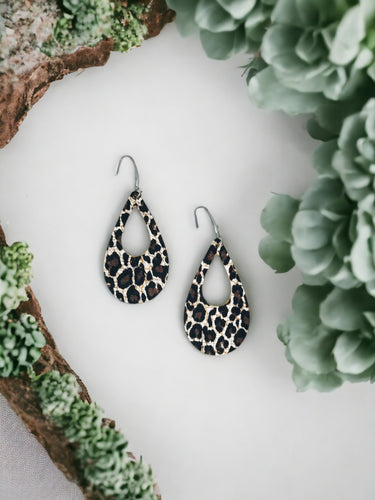 Baby Chocolate Cheetah Cork Leather Earrings - E19-1611