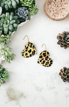 Load image into Gallery viewer, Leopard Cheetah Leather Heart Earrings - E19-1618