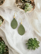 Load image into Gallery viewer, Olive Mini Triangle Italian Leather Earrings - E19-1622