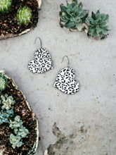 Load image into Gallery viewer, White Spotted Leopard Leather Heart Earrings - E19-1625