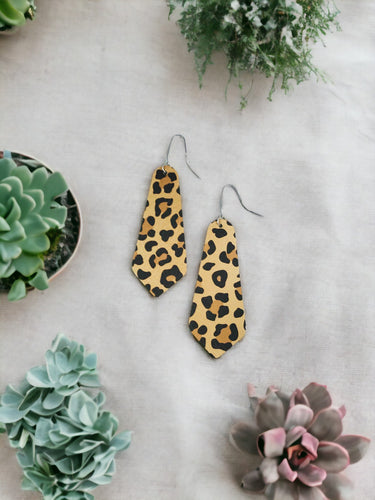 Caramel Cheetah Leather Earrings - E19-1630