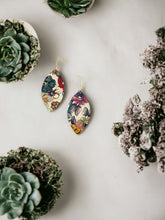 Load image into Gallery viewer, Floral on Gold Leather Earrings - E19-1632