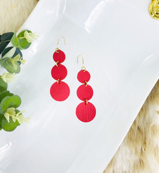 Tropical Palm Leaf Living Coral Leather Earrings - E19-1637