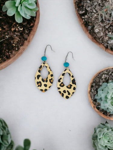 Caramel Cheetah Leather Earrings - E19-1641