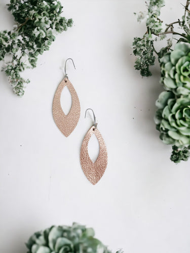 Metallic Rose Gold Leather Earrings - E19-1651