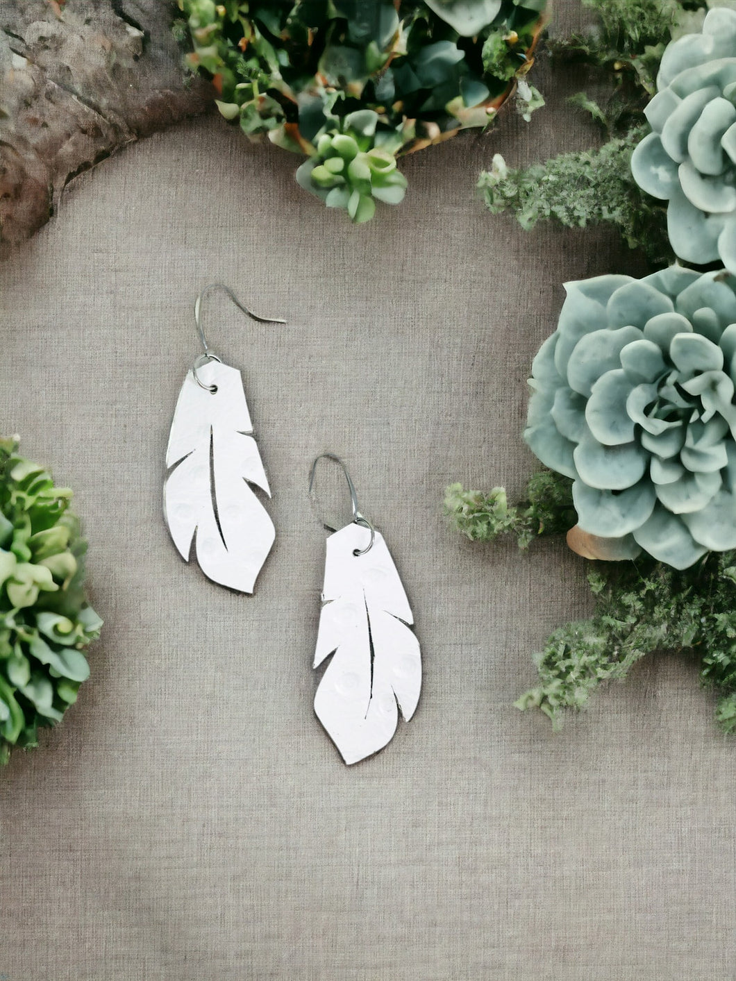 Bright White Genuine Leather Earrings - E19-1676