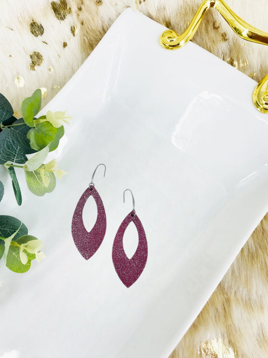 Deep Raspberry Dazzle Leather Earrings - E19-1678