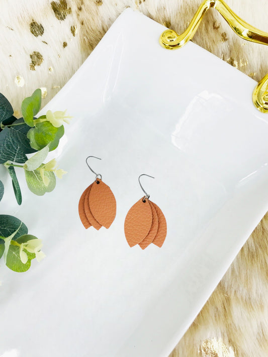 Peachy Salmon Leather Earrings - E19-1687