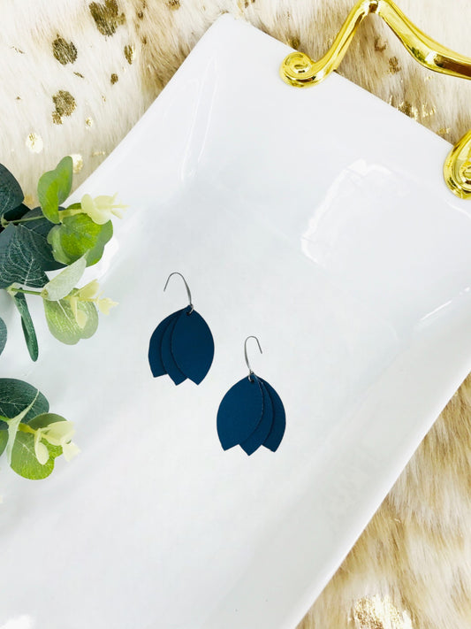 Air Force Blue Leather Earrings - E19-1704