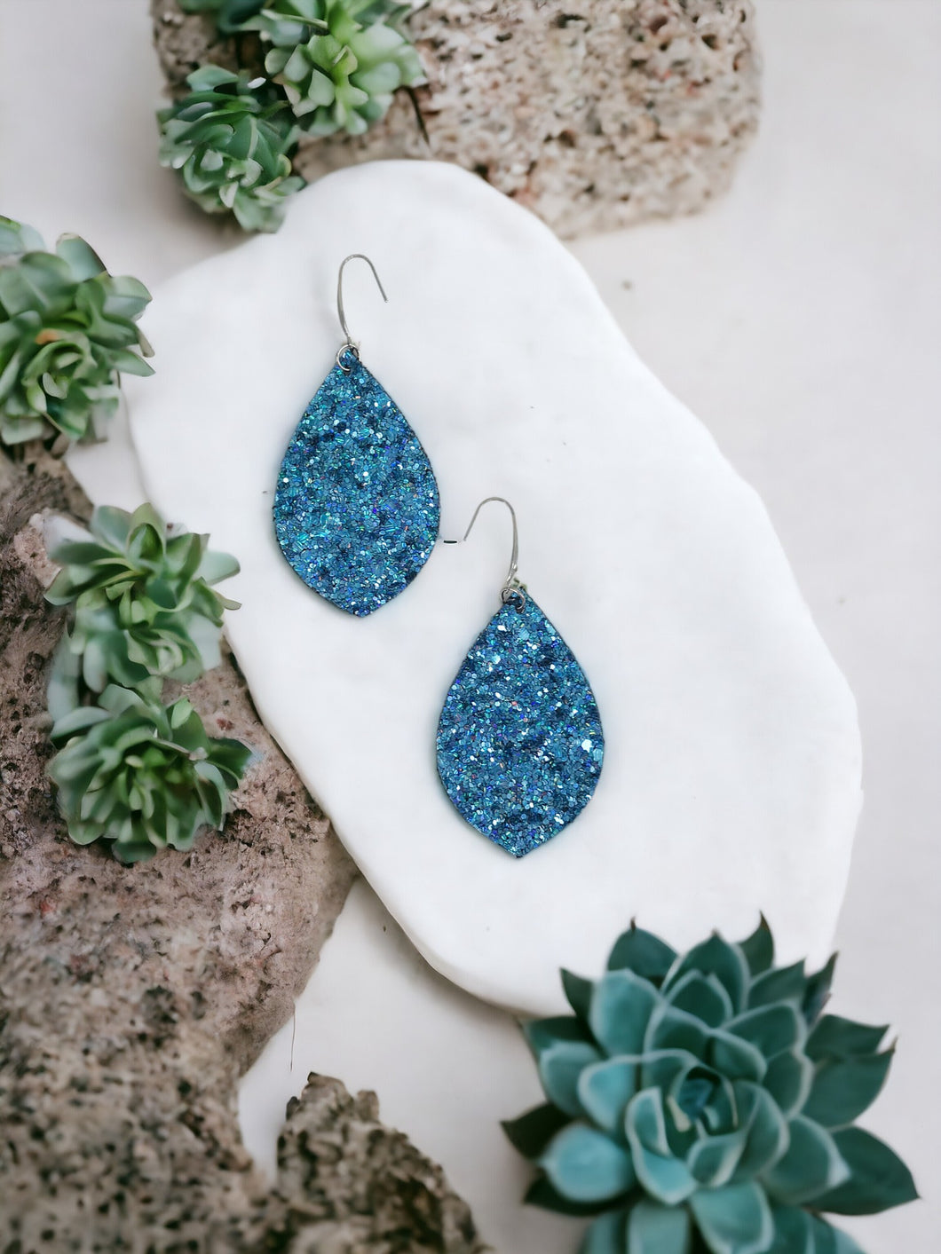 Iceberg Blue Chunky Glitter Earrings - E19-1705