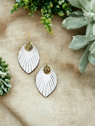 White Genuine Leather Earrings - E19-1771