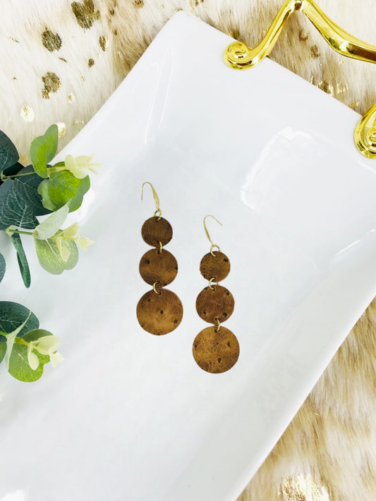 Rustic Pecan Leather Earrings - E19-1786