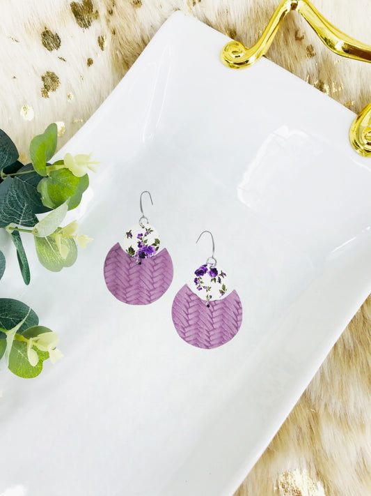 Purple Braided Italian Leather and Faux Leather Earrings - E19-1792