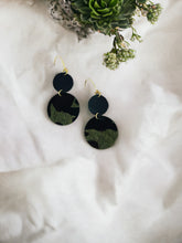 Load image into Gallery viewer, Black Leather and Hair on Camo Leather Earrings - E19-1798