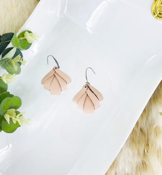 Flesh Pink Genuine Leather Earrings - E19-1822