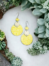 Load image into Gallery viewer, Ivory and Yellow Genuine Leather Earrings - E19-1835