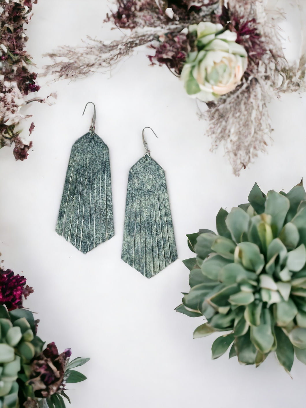 Distressed Leather Fringe Earrings - E19-1860