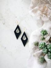 Load image into Gallery viewer, Black Snake Skin Leather Earrings - E19-1889