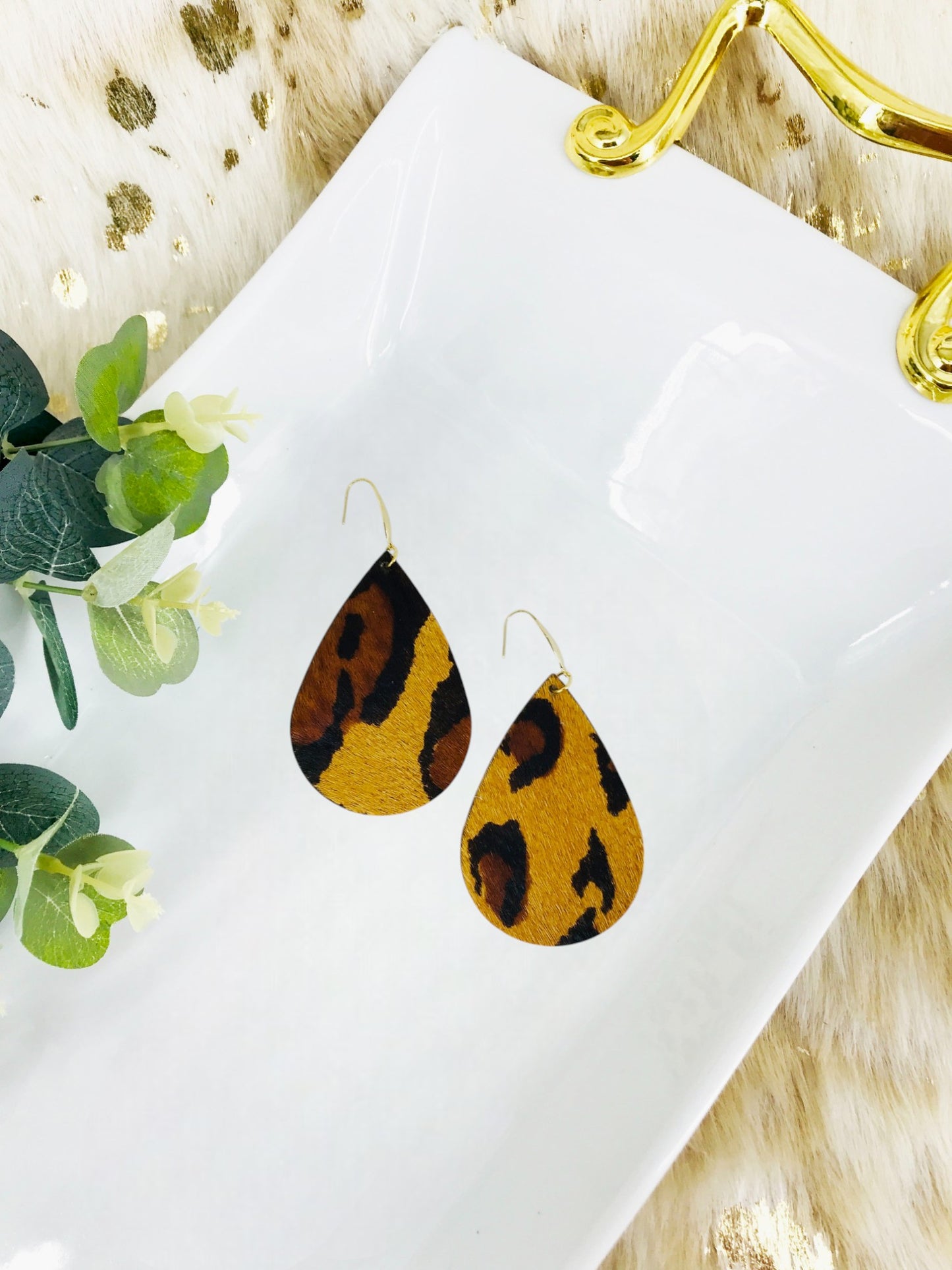 Hair On Leopard Leather Earrings - E19-1916