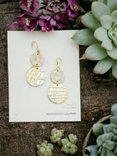 Load image into Gallery viewer, Metallic Gold and White Genine Leather Earrings - E19-1922