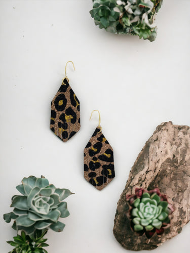 Leopard Glitter and Faux Leather Earrings - E19-1935