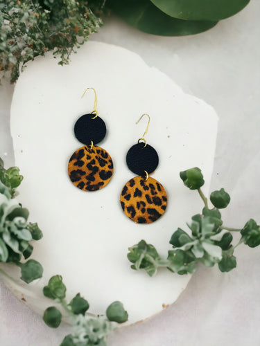 Tigers Eye Leopard Leather Earrings - E19-1939