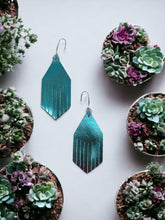 Load image into Gallery viewer, Metallic Turquoise Leather Earrings - E19-1950