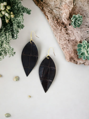 Brown Genuine Leather Earrings - E19-1952