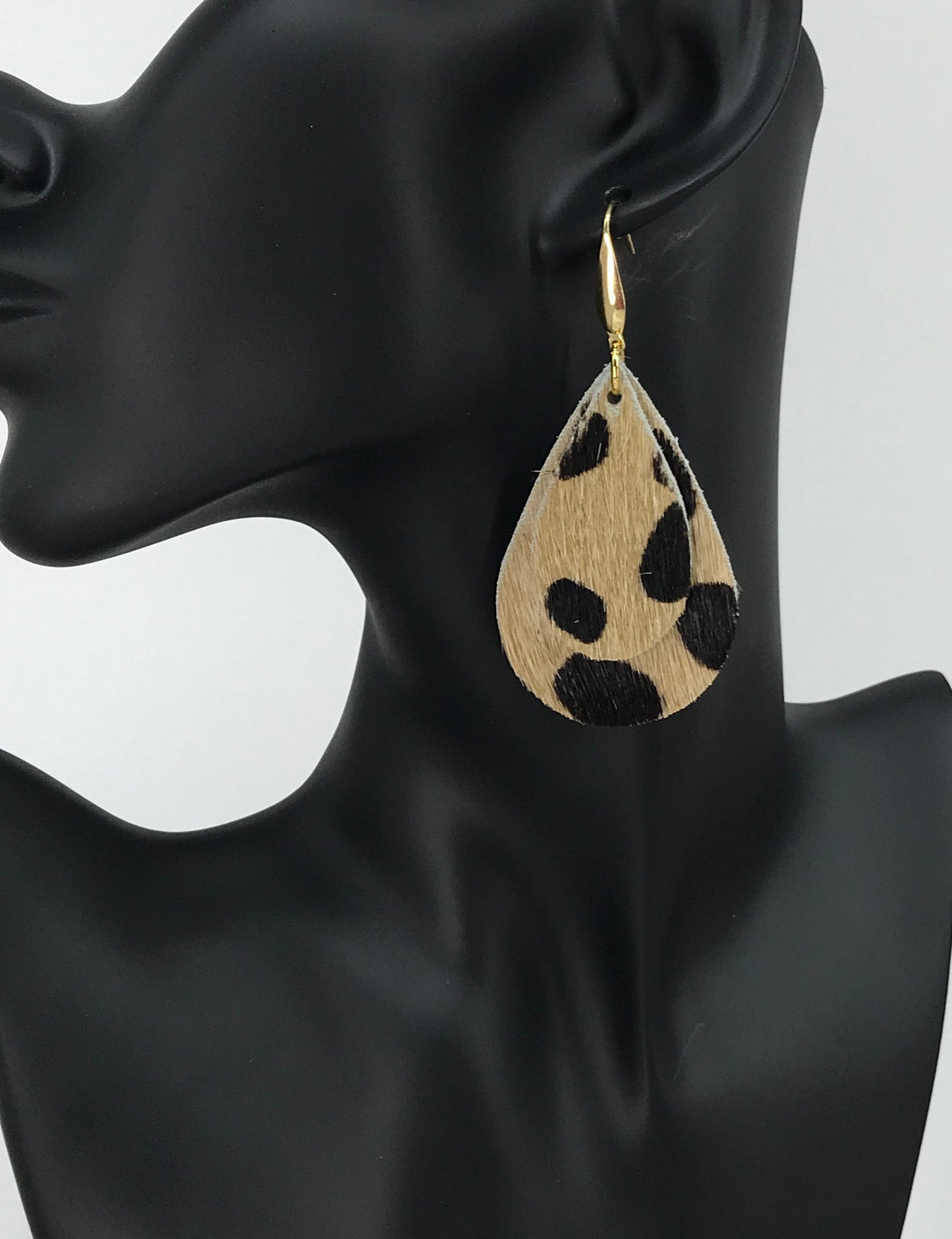 Hair On Cheetah Leather Earrings - E19-1966