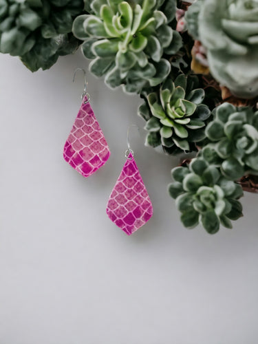 Pink Snake Leather Earrings - E19-1987