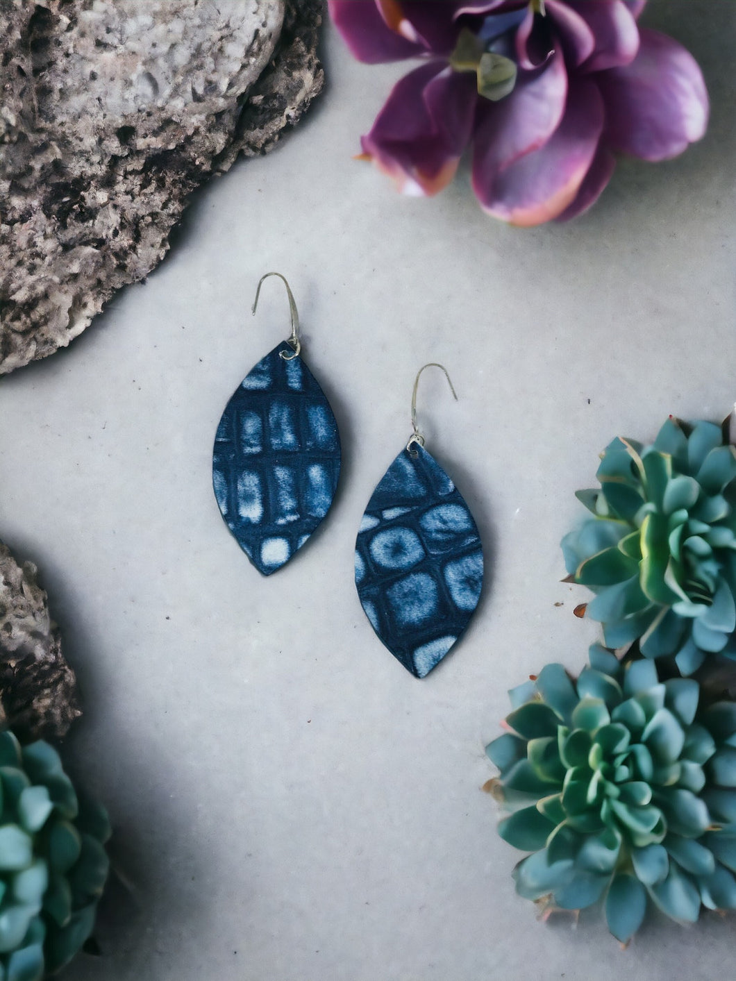 Blue Genuine Leather Earrings - E19-1993