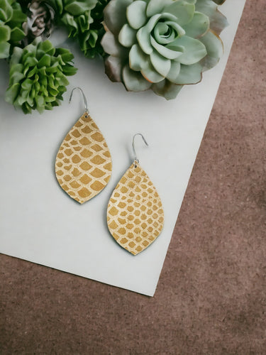 Tan Snake Skin Leather Earrings - E19-2002