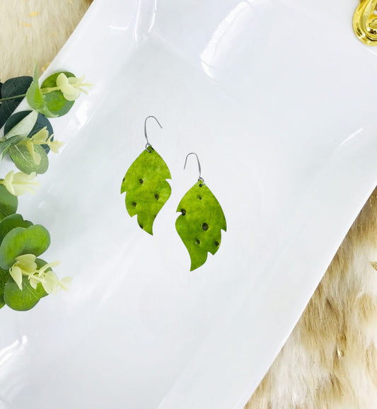 Green Genuine Leather Earrings - E19-2003