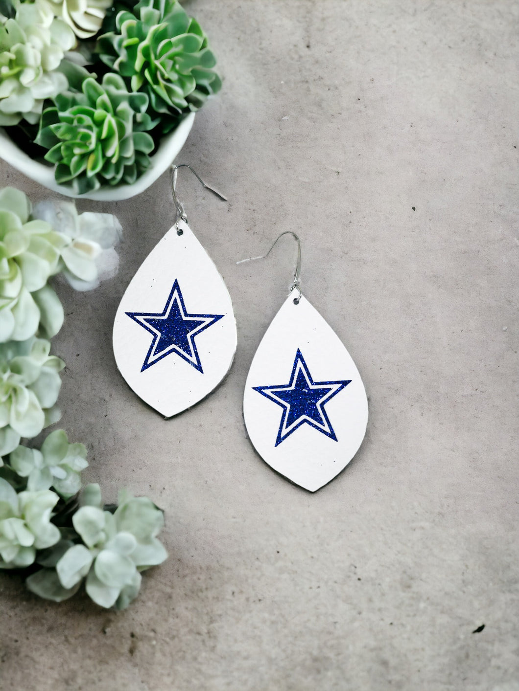 Dallas Cowboy Themed Leather Earrings - E19-2060